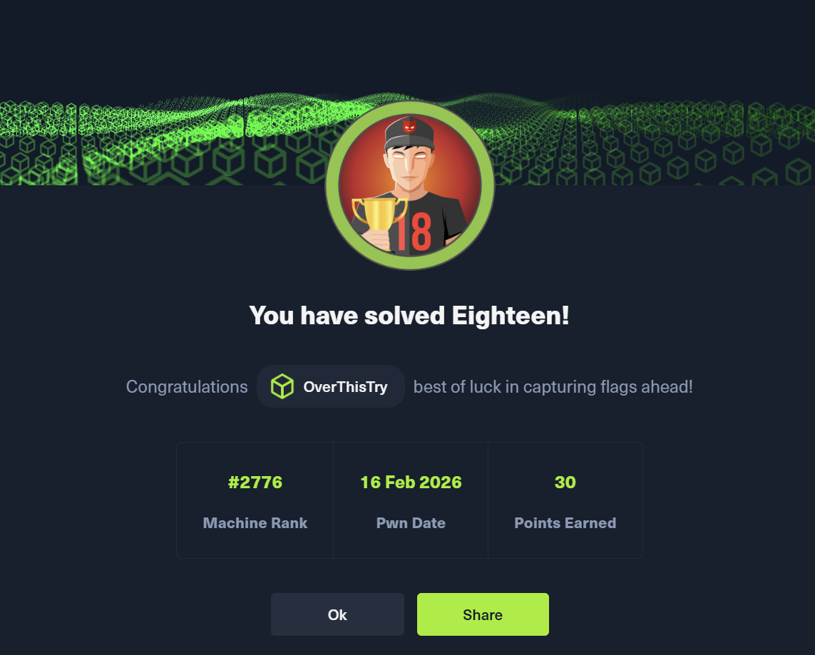 Eighteen has been Pwned